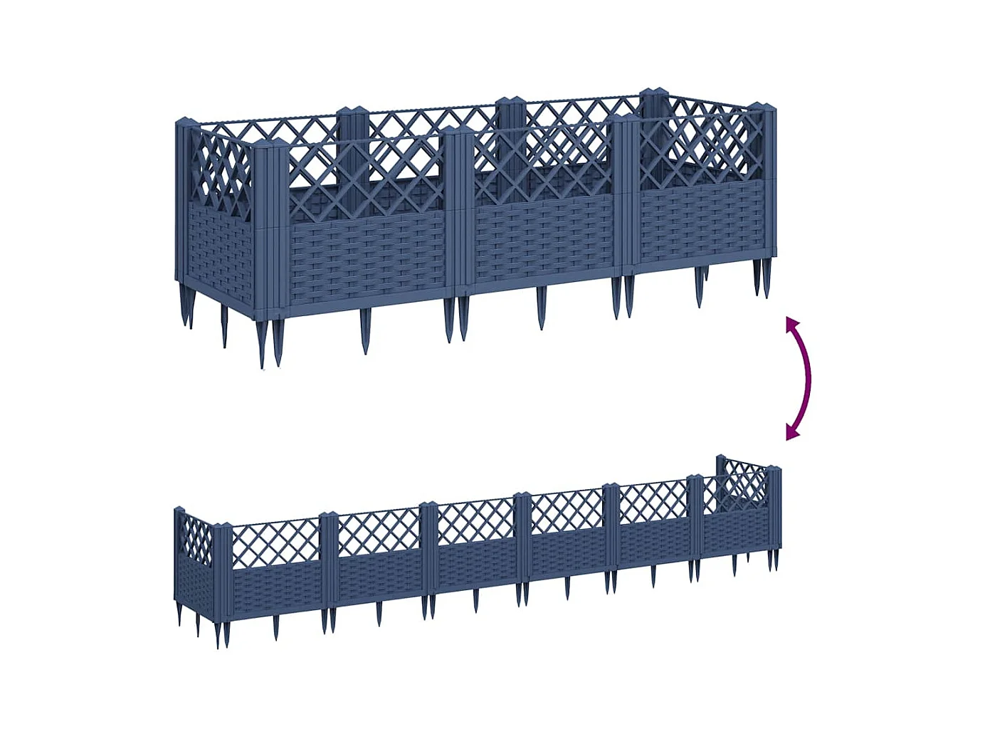 Bloembak met palen blauwgrijs 123,5x43,5x43,5 cm PP