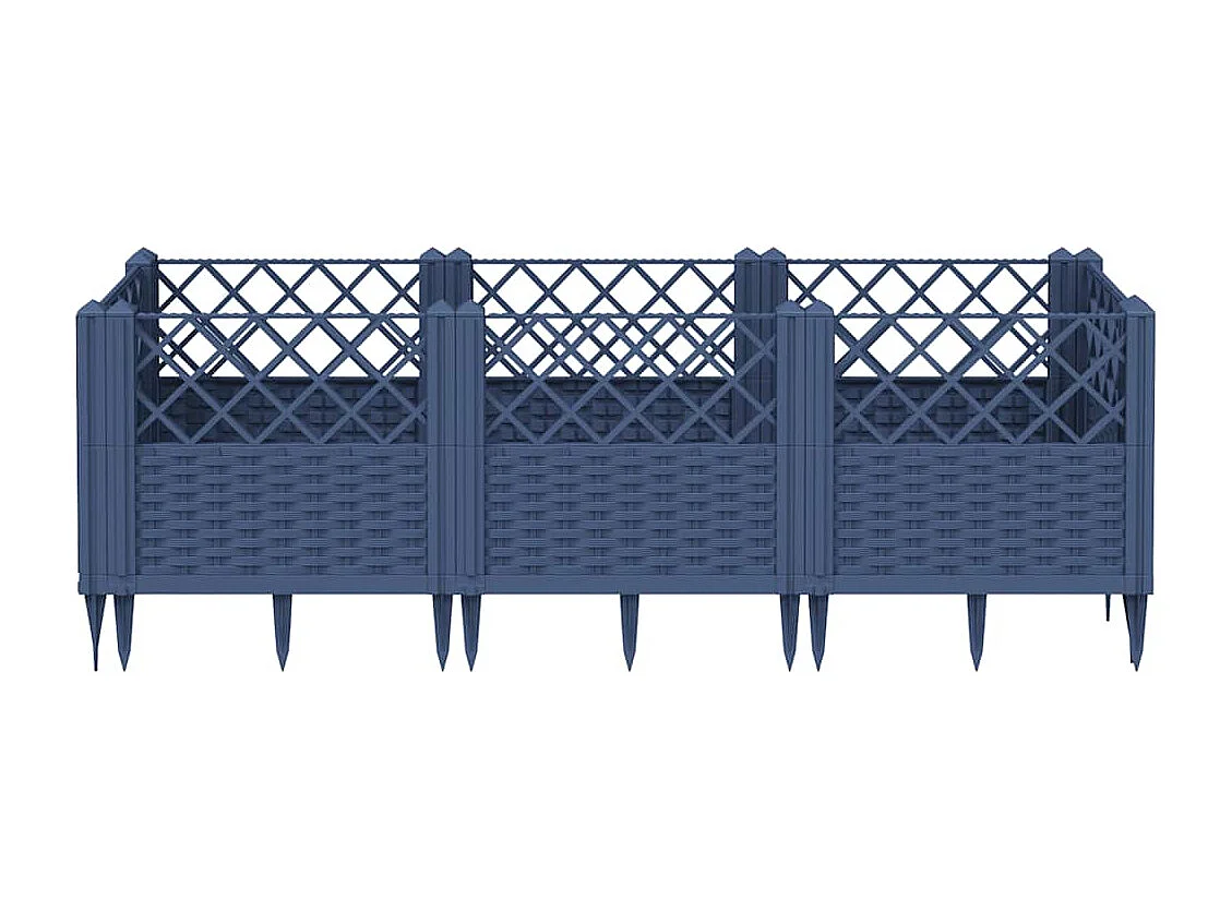 Jardinière avec piquets bleu gris 123,5x43,5x43,5 cm PP