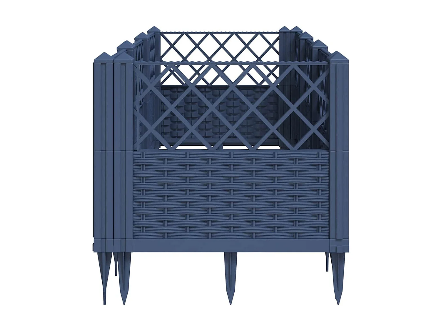 Jardinière avec piquets bleu gris 123,5x43,5x43,5 cm PP