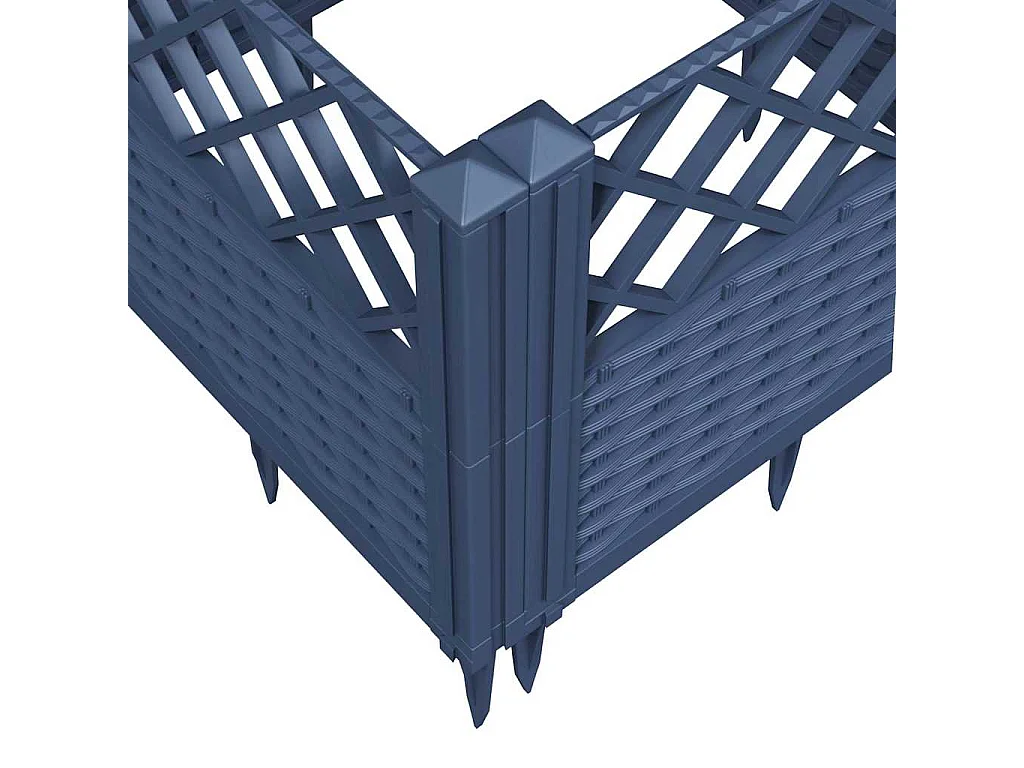 Jardinière avec piquets bleu gris 123,5x43,5x43,5 cm PP