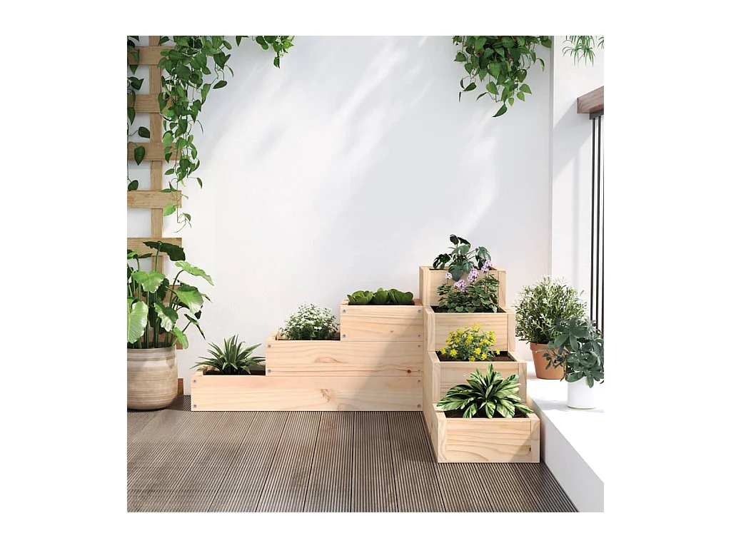 Jardinière 4 niveaux 80,5x79x36 cm bois de pin massif
