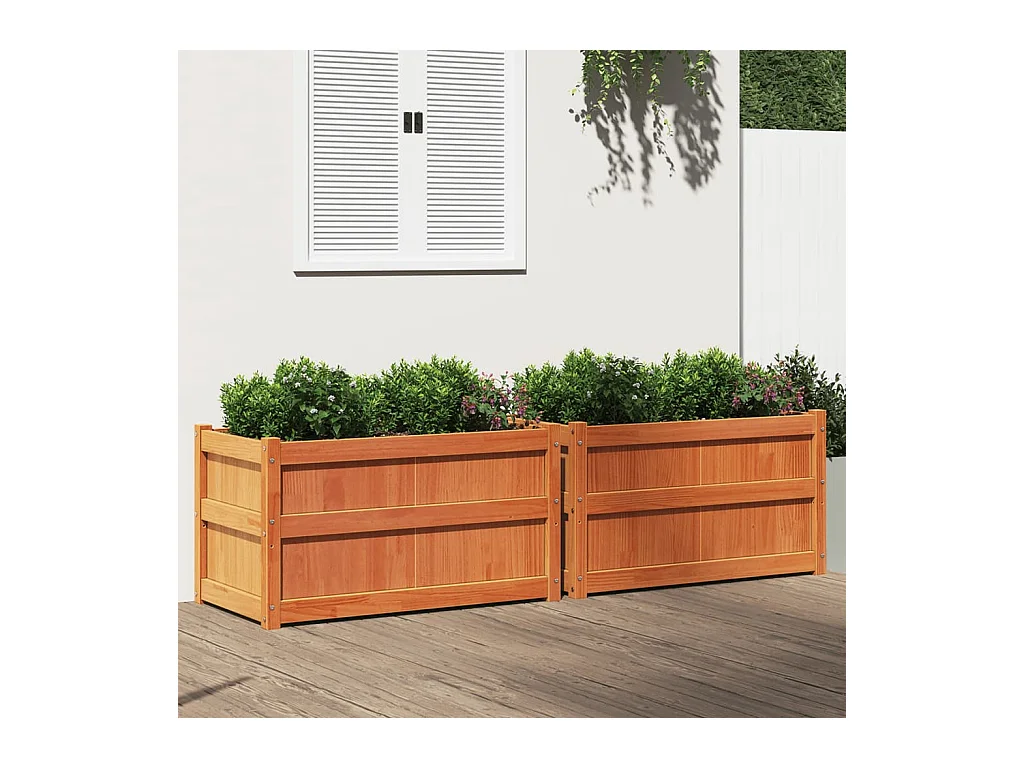 Plantenbakken 2 stuks bruin was massief grenenhout