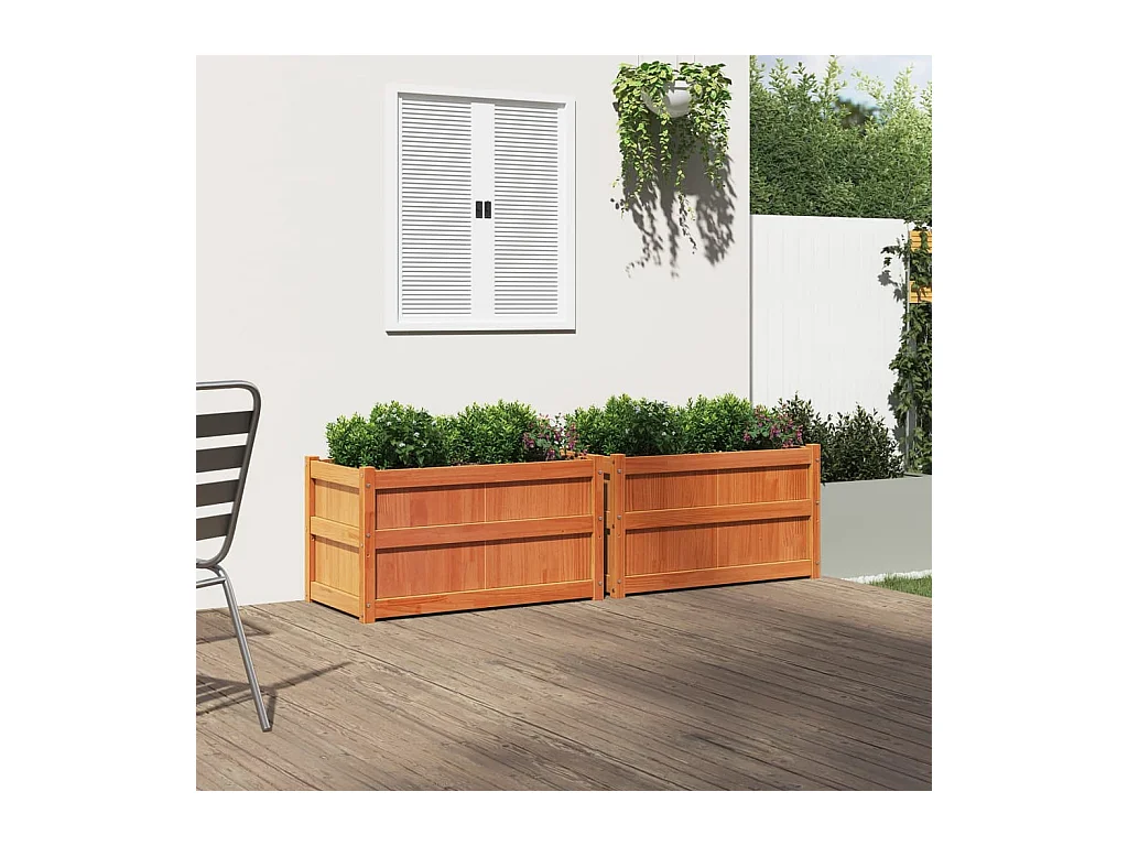 Plantenbakken 2 stuks bruin was massief grenenhout