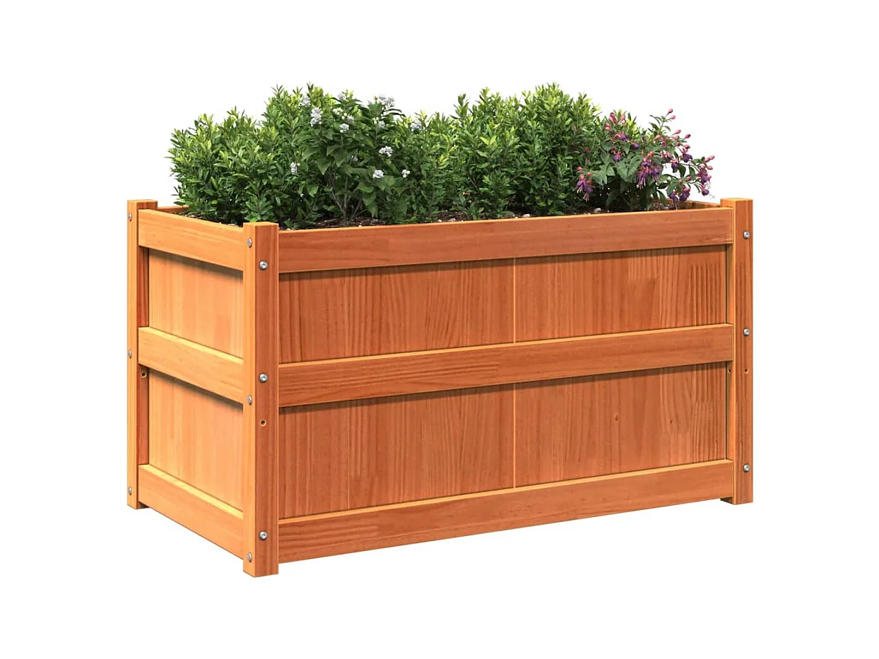 Plantenbakken 2 stuks bruin was massief grenenhout