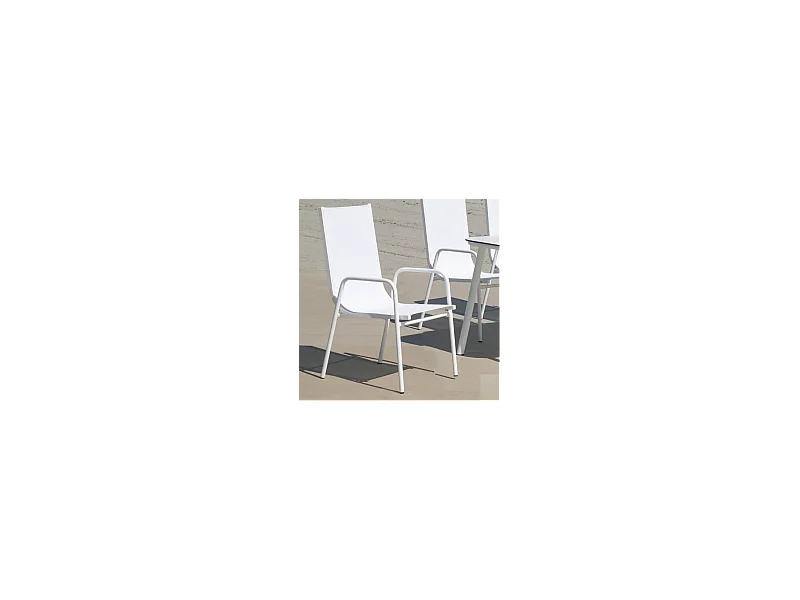 Pack 2 sillones terraza jardín Lerian aluminio blanco, 92cm(alto) 54cm(ancho) 82cm(fondo)