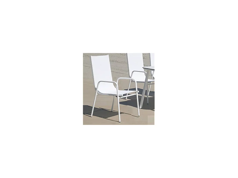 Pack 2 sillones terraza jardín Lerian aluminio blanco, 92cm(alto) 54cm(ancho) 82cm(fondo)