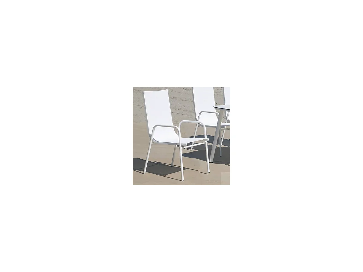 Pack 4 sillones terraza jardín Lerian aluminio blanco, 92cm(alto) 54cm(ancho) 82cm(fondo)
