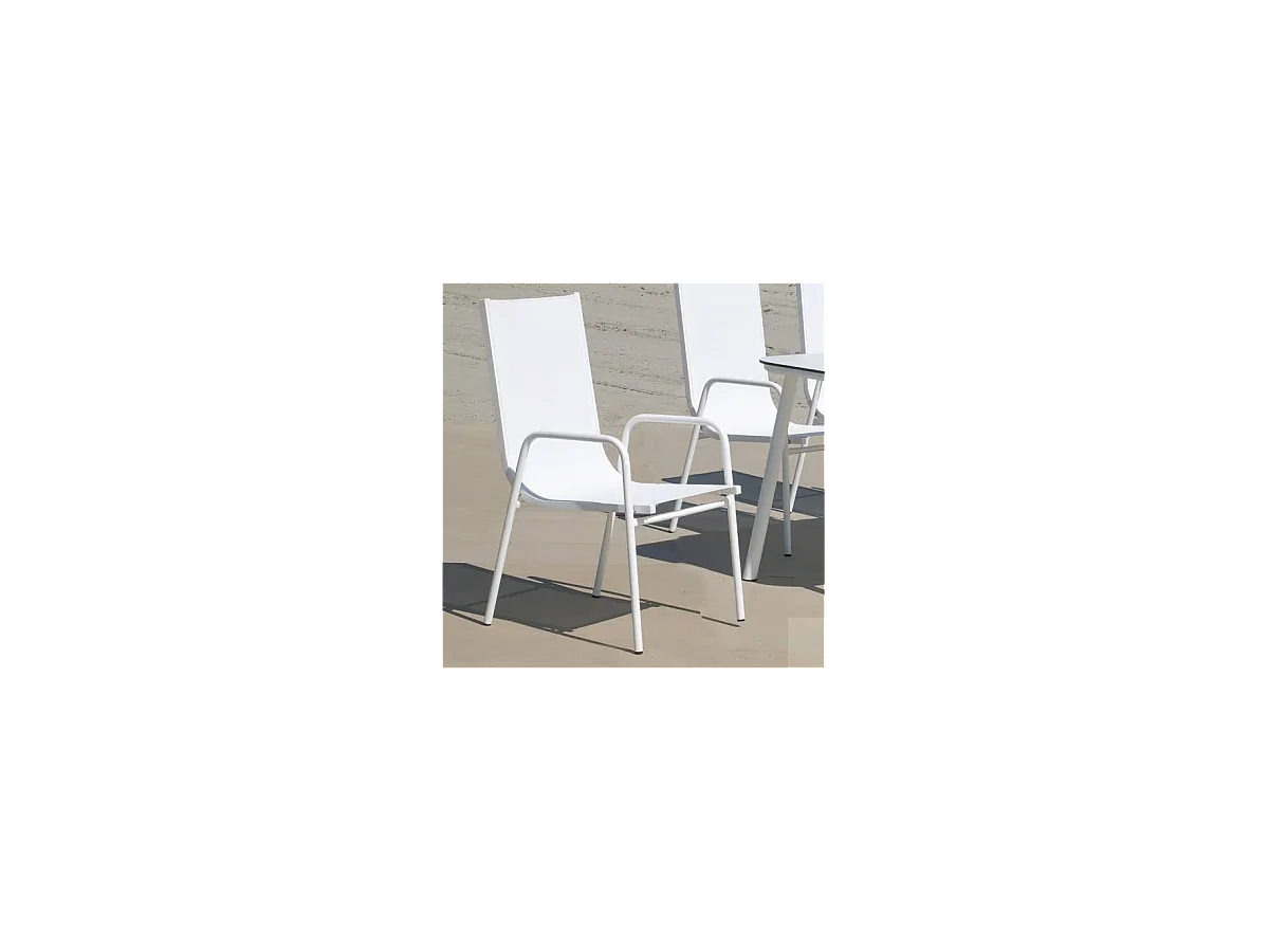 Pack 4 sillones terraza jardín Lerian aluminio blanco, 92cm(alto) 54cm(ancho) 82cm(fondo)