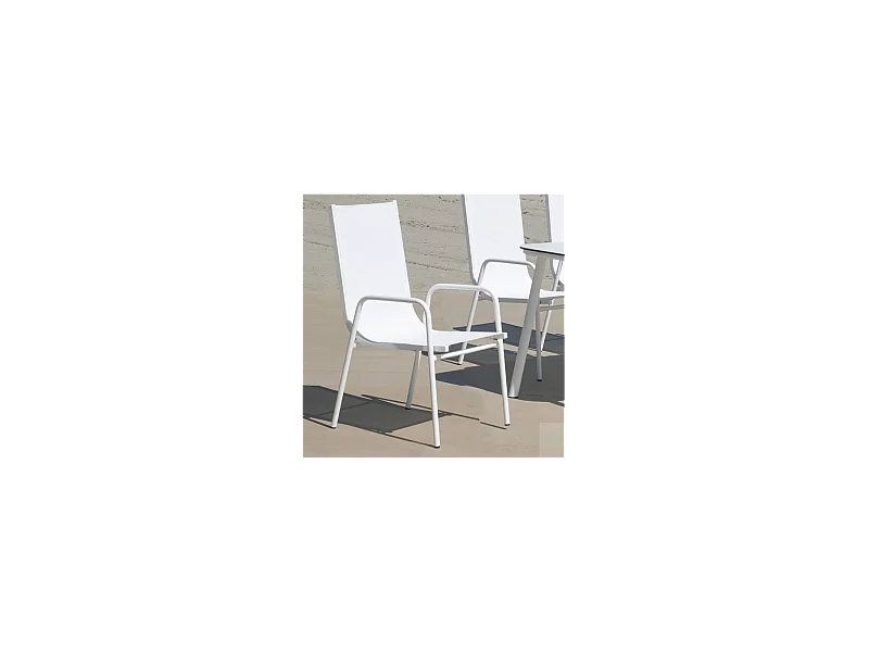 Pack 4 sillones terraza jardín Lerian aluminio blanco, 92cm(alto) 54cm(ancho) 82cm(fondo)