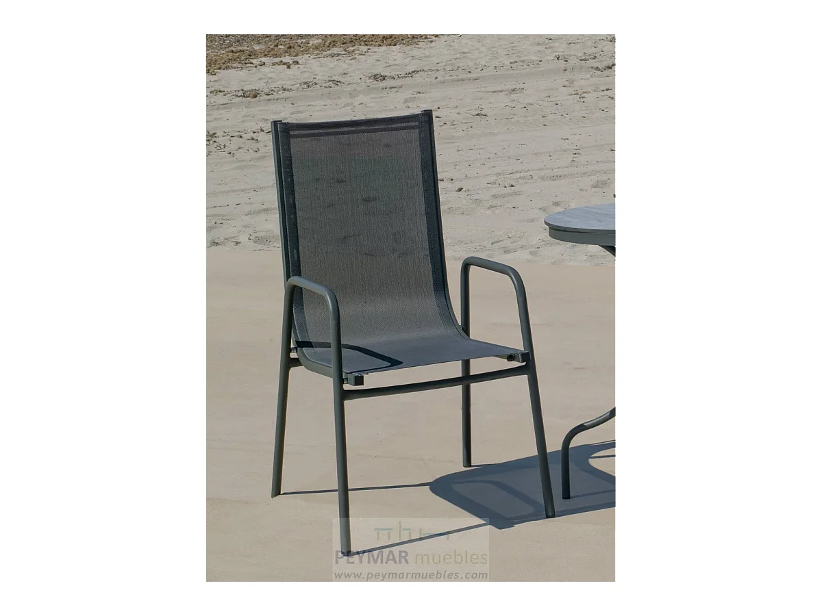 Pack 4 sillones terraza jardín Lerian aluminio antracita, 92cm(alto) 54cm(ancho) 82cm(fon