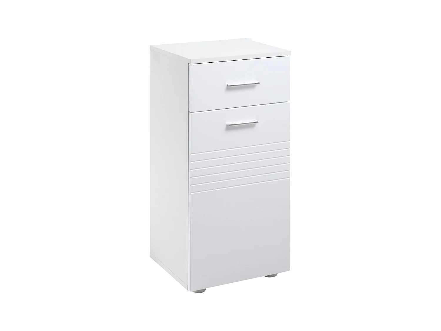 Meuble bas de salle de bain placard porte avec étagère tiroir coulissant panneaux particules blanc