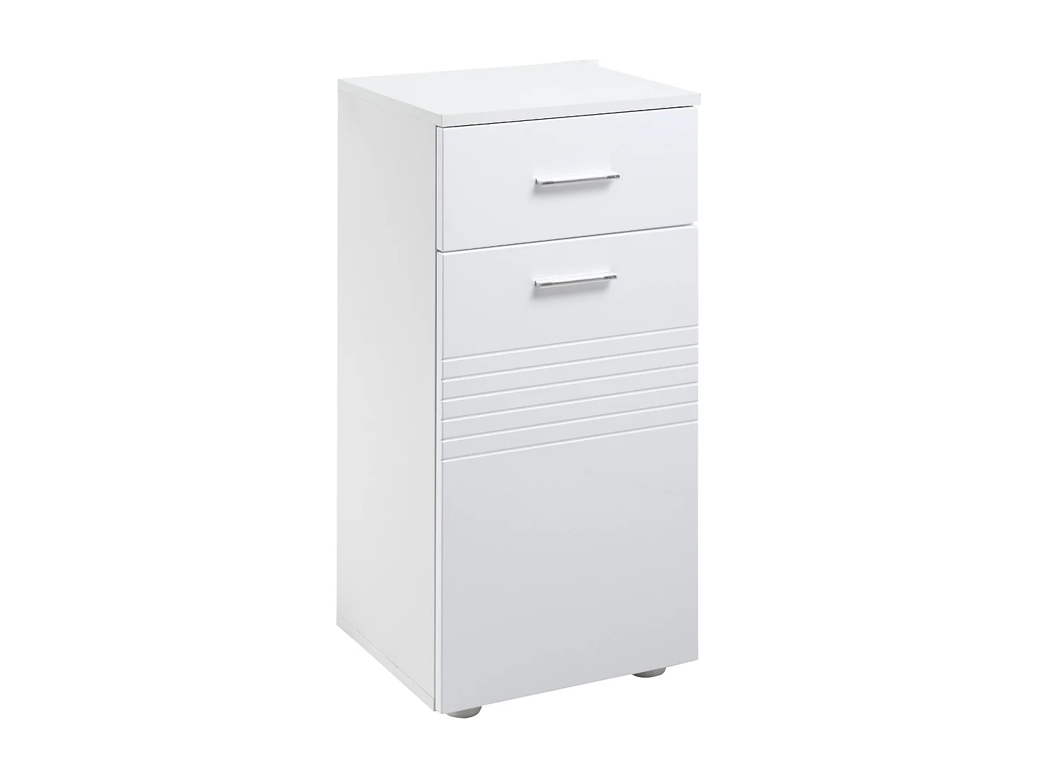 Meuble bas de salle de bain placard porte avec étagère tiroir coulissant panneaux particules blanc