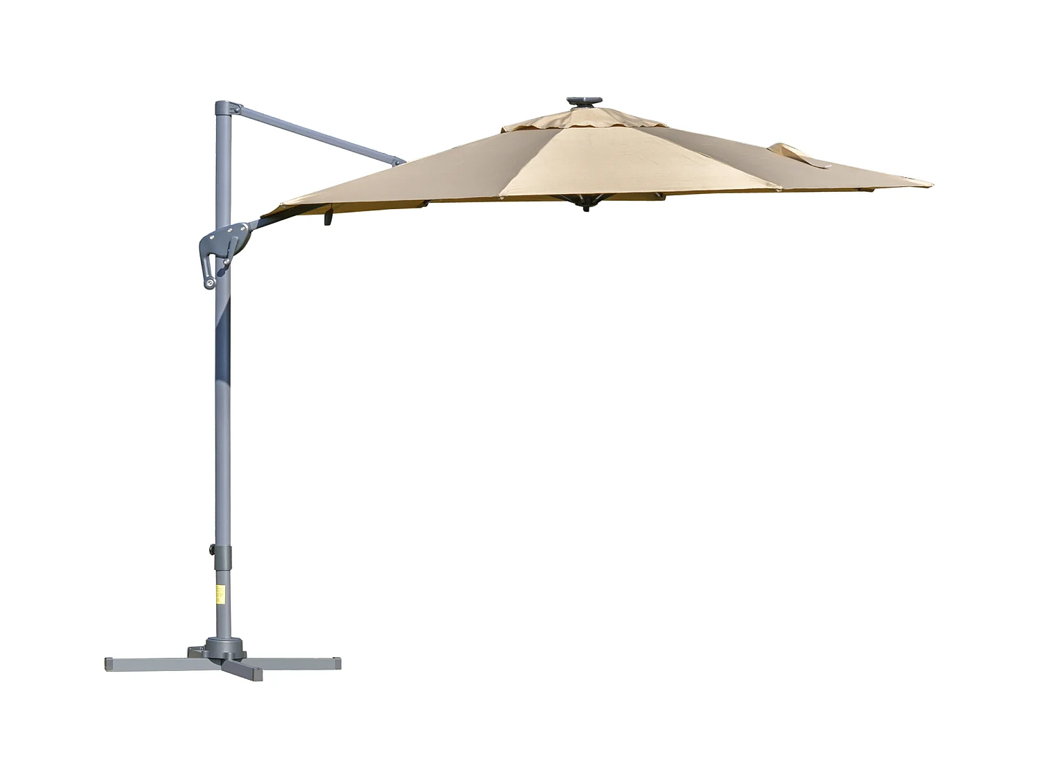 Parasol déporté octogonal parasol LED inclinable pivotant manivelle piètement acier dim. Ø 3 x 2,48H m beige