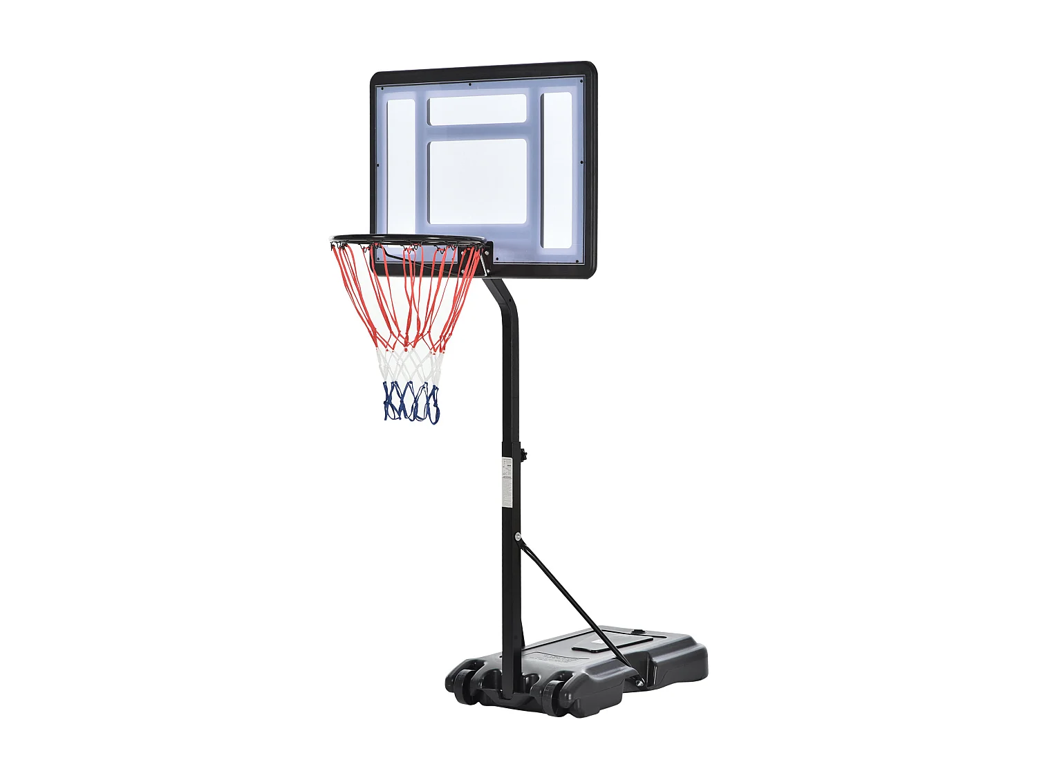Panier de Basket-Ball sur pied pour bord de piscine poteau panneau, base de lestage sur roulettes hauteur arceau réglable 1,1 - 1,3 m noir blanc