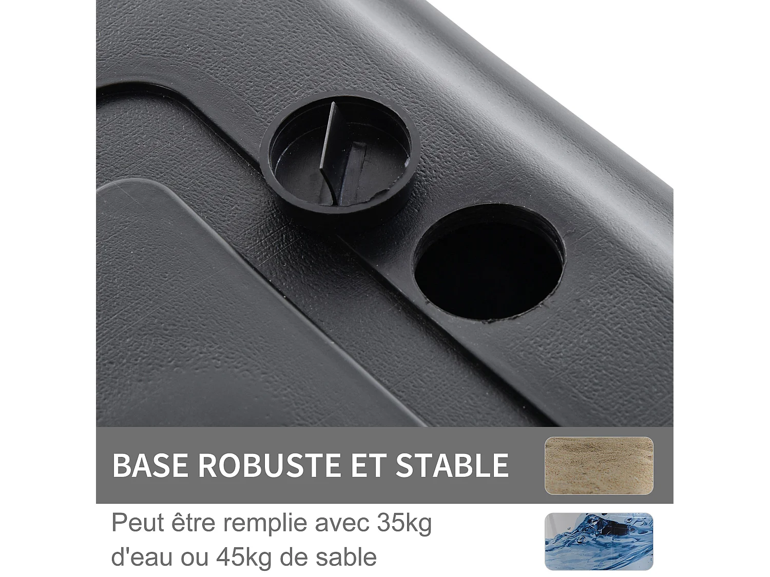 Panier de Basket-Ball sur pied pour bord de piscine poteau panneau, base de lestage sur roulettes hauteur arceau réglable 1,1 - 1,3 m noir blanc