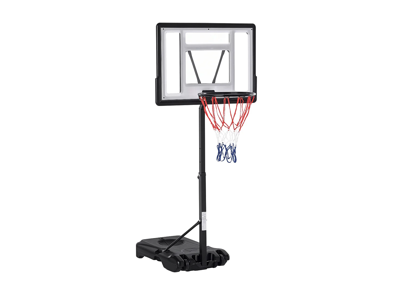 Panier de Basket-Ball sur pied pour bord de piscine poteau panneau, base de lestage sur roulettes hauteur arceau réglable 1,1 - 1,3 m noir blanc