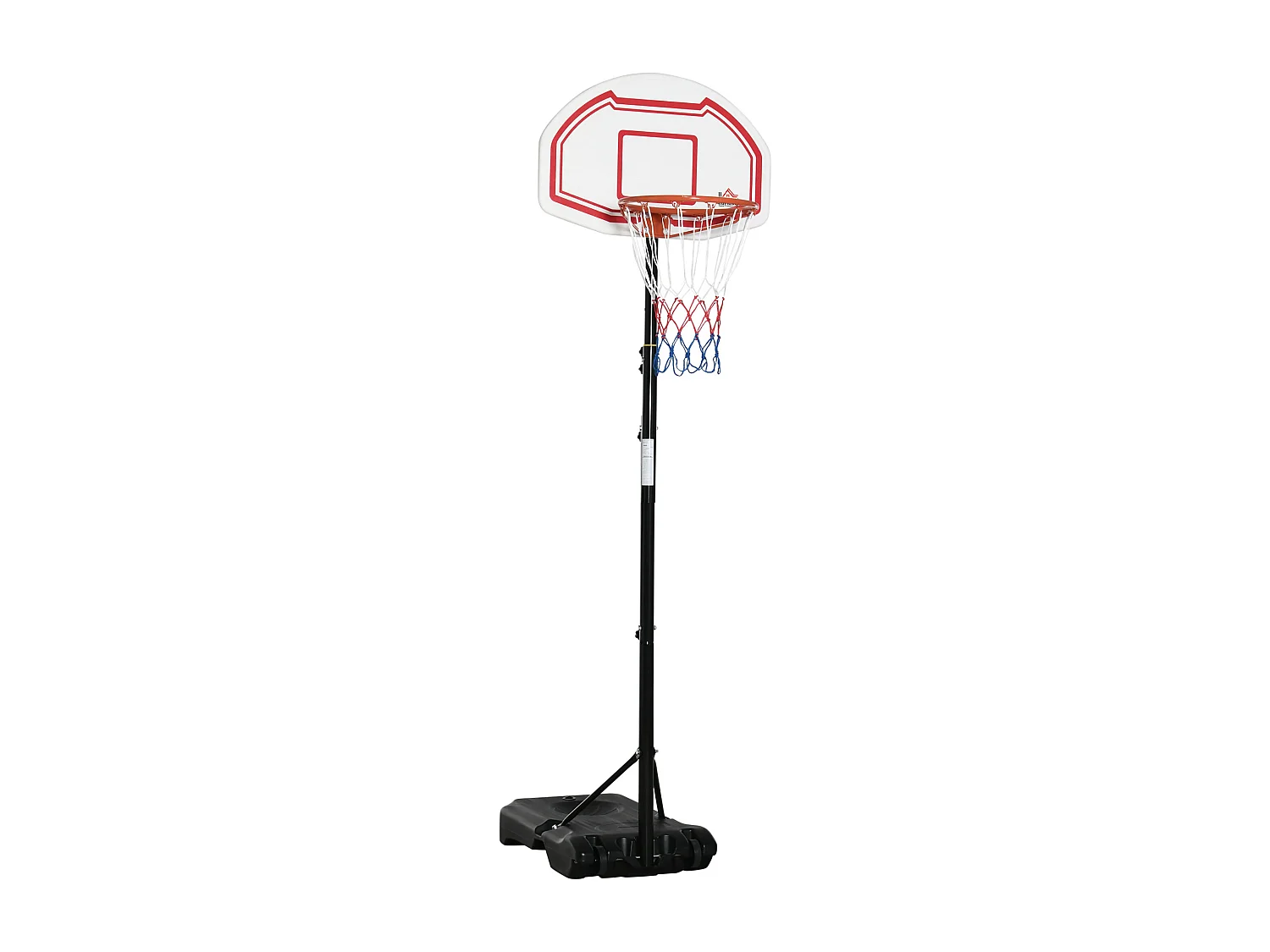 Panier de Basket-Ball sur pied avec poteau panneau - base de lestage sur roulettes - hauteur réglable 5 niveaux 2,45-2,95 m - acier HDPE noir blanc