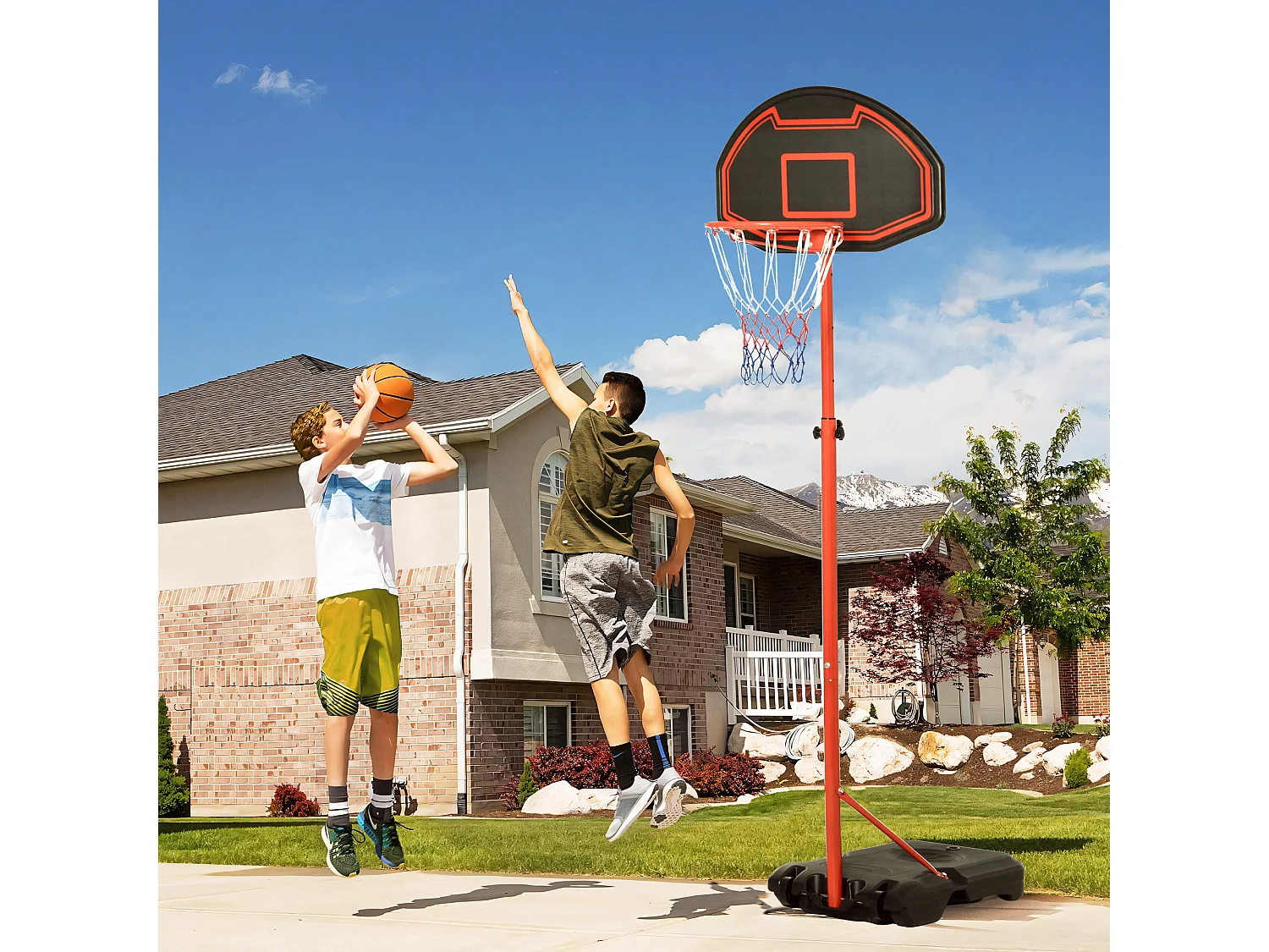 VEVOR Panier de Basket-Ball sur Pied Hauteur Réglable de 1,6
