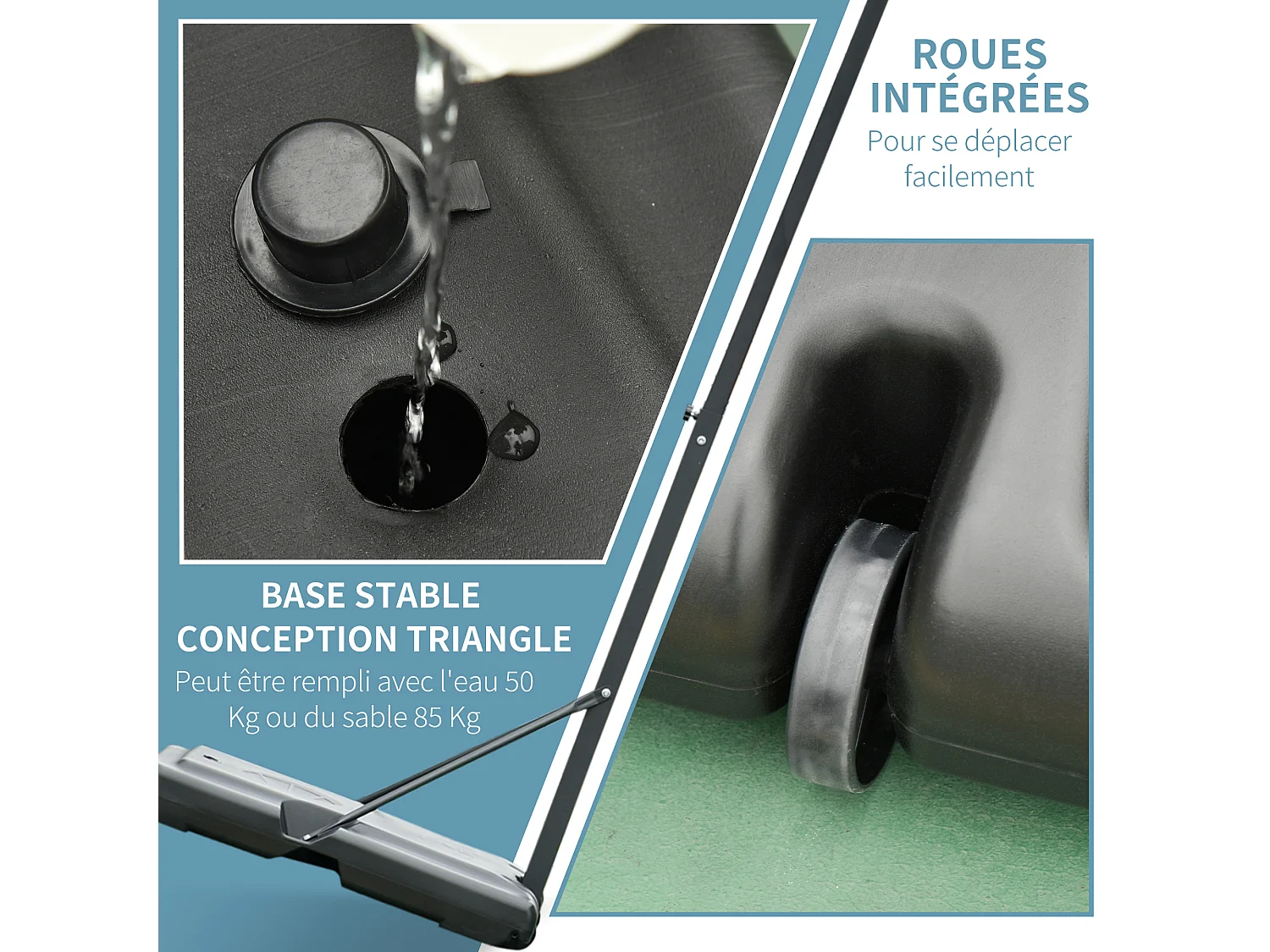 Panier de basket-ball sur Pied avec base de lestage sur roulettes hauteur réglable 3,02-3,52 m Noir Blanc