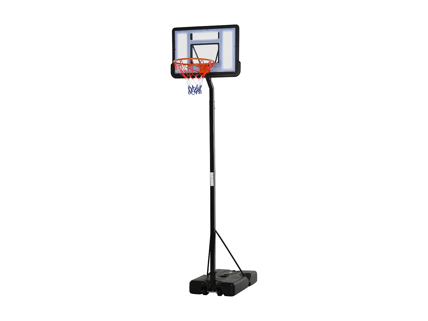 Panier de basket-ball sur Pied avec base de lestage sur roulettes hauteur réglable 3,02-3,52 m Noir Blanc