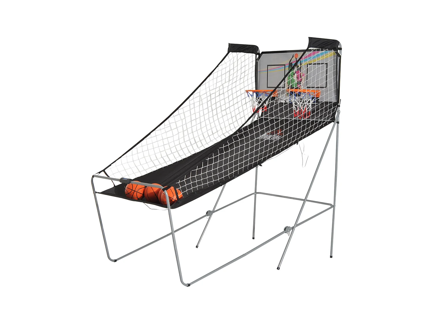 Panier de Basket pliable jeu de Basketball Arcade Double Shootout double panier compteur électronique 4 ballons et pompe acier noir et blanc