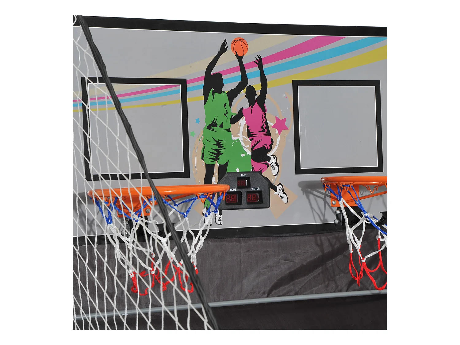Panier de Basket pliable jeu de Basketball Arcade Double Shootout double panier compteur électronique 4 ballons et pompe acier noir et blanc