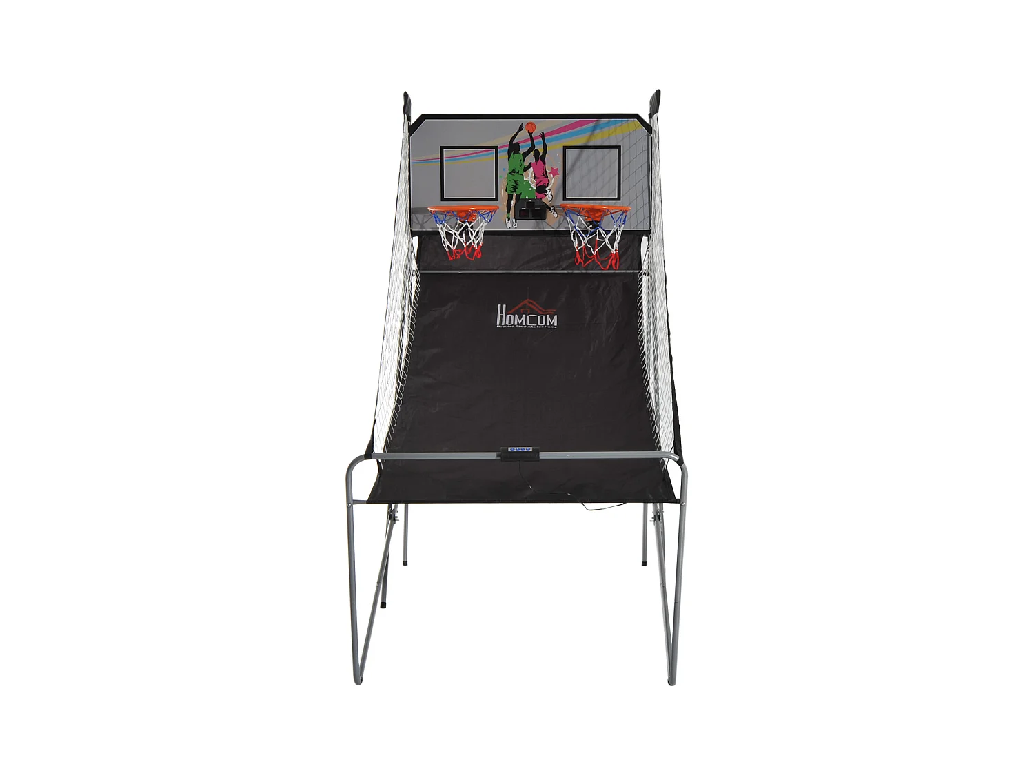 Panier de Basket pliable jeu de Basketball Arcade Double Shootout double panier compteur électronique 4 ballons et pompe acier noir et blanc