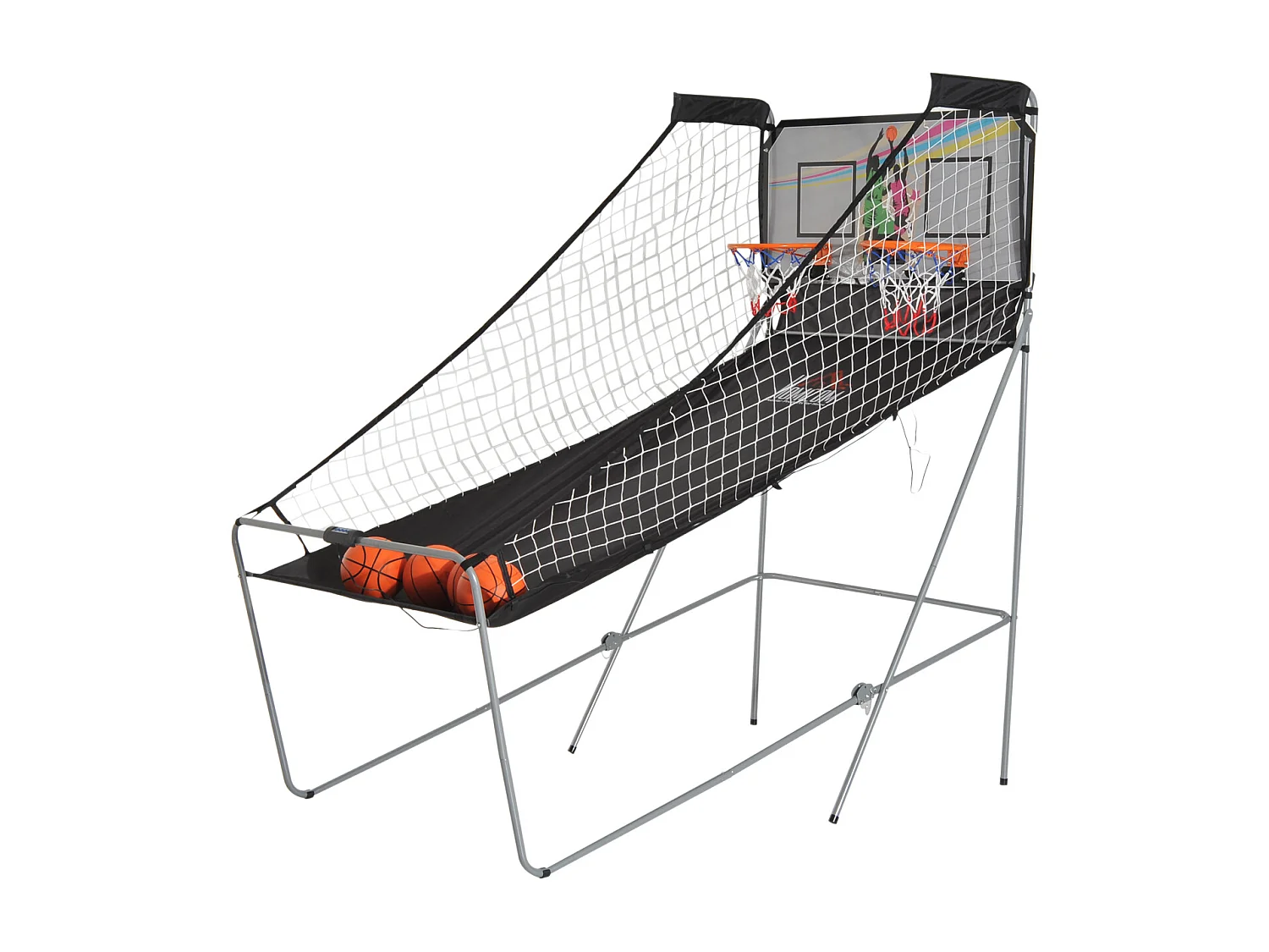 Panier de Basket pliable jeu de Basketball Arcade Double Shootout double panier compteur électronique 4 ballons et pompe acier noir et blanc