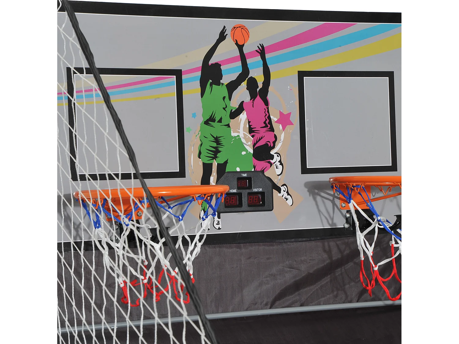 Panier de Basket pliable jeu de Basketball Arcade Double Shootout double panier compteur électronique 4 ballons et pompe acier noir et blanc