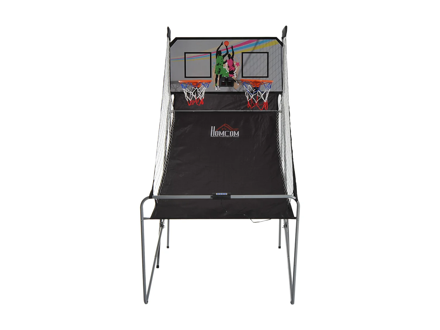 Panier de Basket pliable jeu de Basketball Arcade Double Shootout double panier compteur électronique 4 ballons et pompe acier noir et blanc