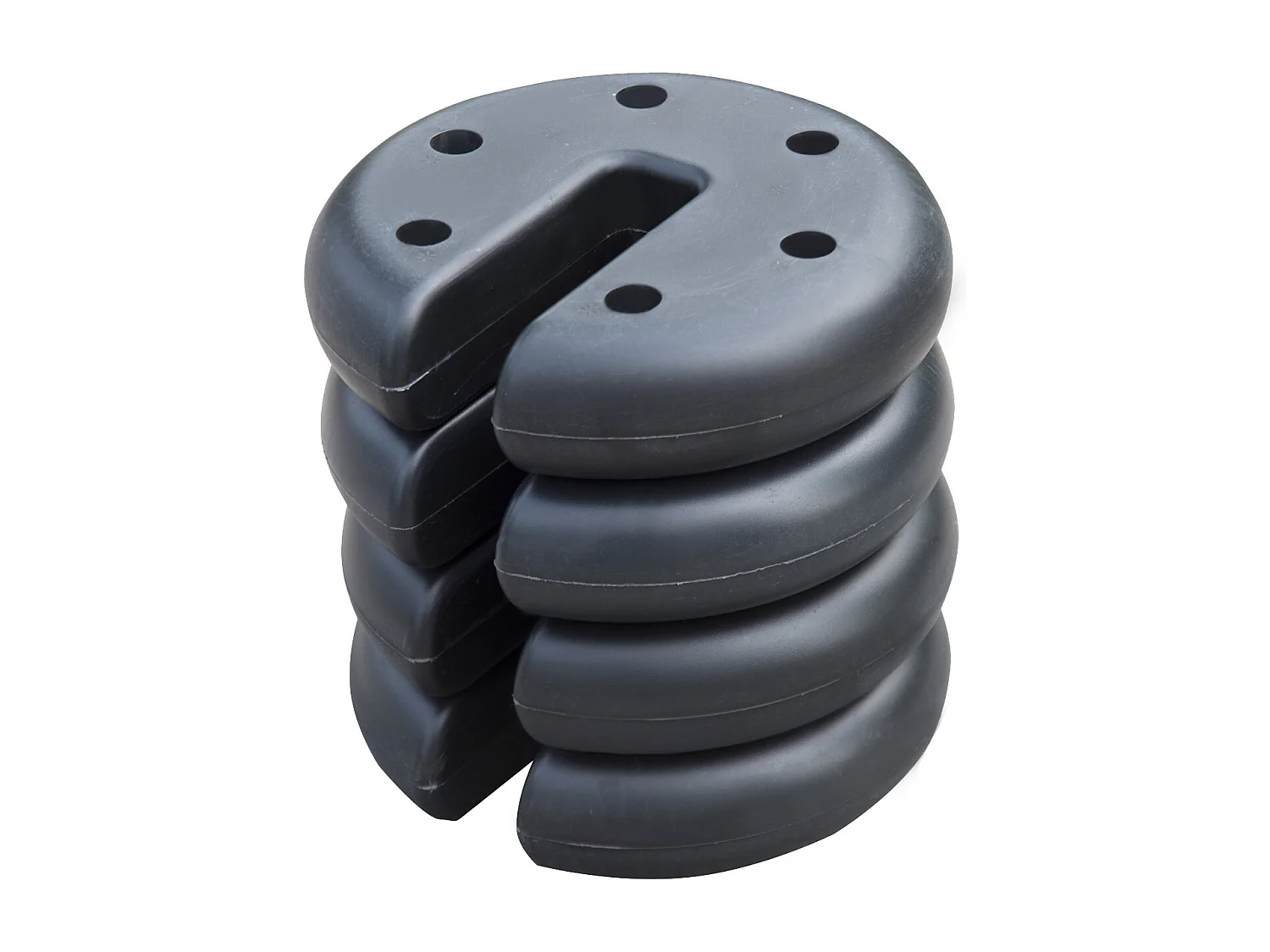Lot de 4 poids de lestage circulaire pour tonnelle barnum tente diamètre 20 cm épaisseur 4,5 cm polyéthylène noir