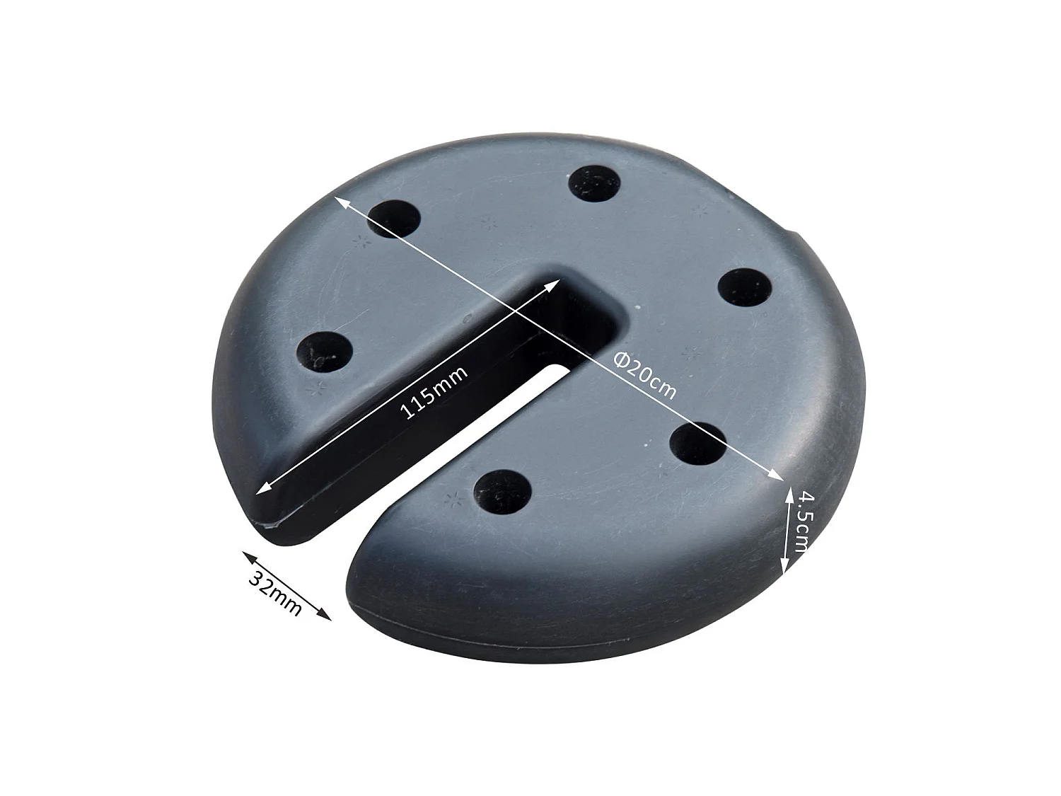 Lot de 4 poids de lestage circulaire pour tonnelle barnum tente diamètre 20 cm épaisseur 4,5 cm polyéthylène noir