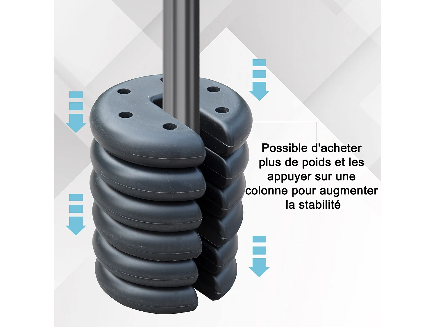 Lot de 4 poids de lestage circulaire pour tonnelle barnum tente diamètre 20 cm épaisseur 4,5 cm polyéthylène noir