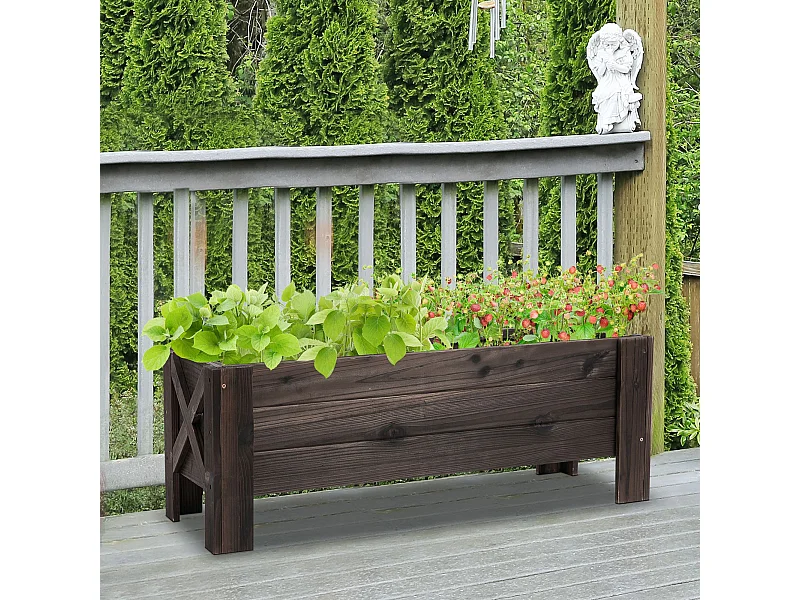 Jardinière sur pieds bac à fleurs dim. 100L x 36l x 36H cm inserts d'irrigation inclus bois massif sapin traité