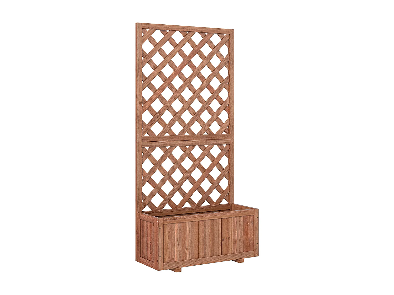 Jardinière avec treillis - bac à fleurs - jardinière sur pied - dim. 72,5L x 31,5l x 149,5H cm inserts d'irrigation inclus bois sapin pré-huilé