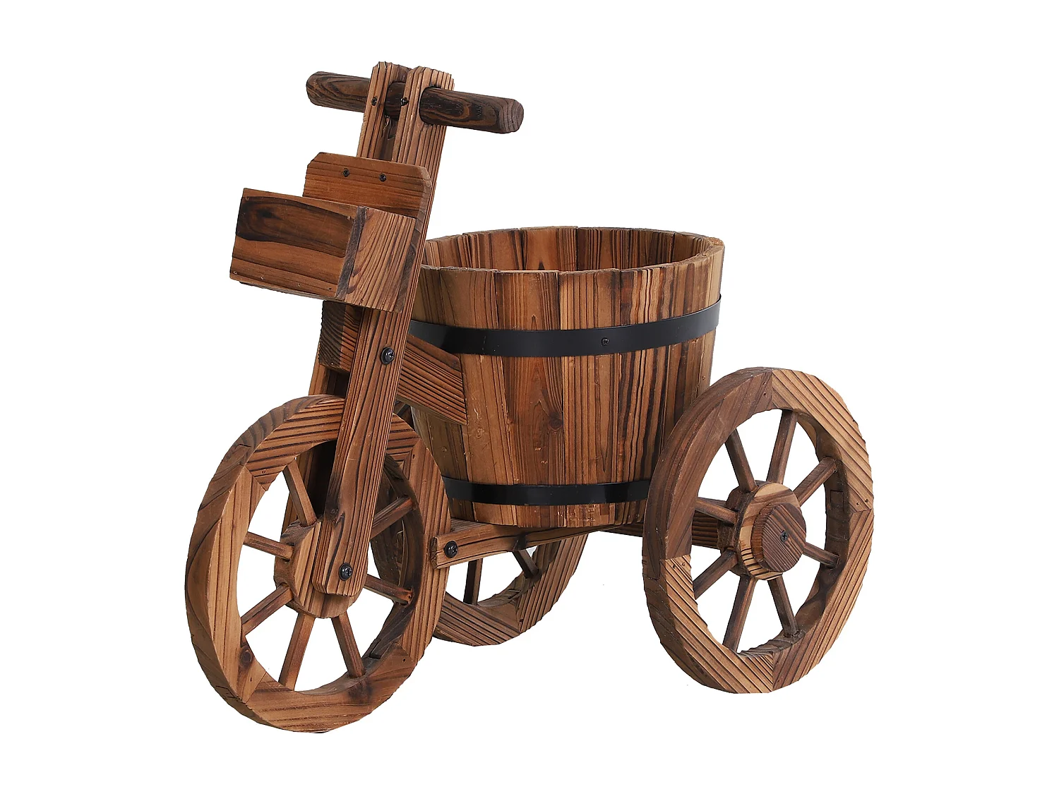 Porte plante tricycle - étagère de pots de fleurs - jardinière dim. 52L x 31l x 45H cm - bois de sapin