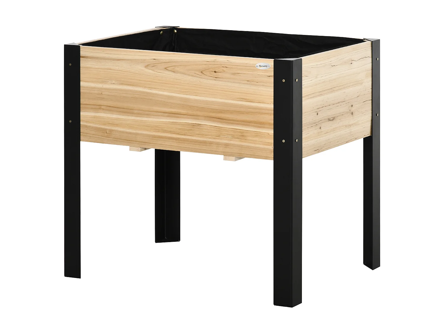 Jardinière sur pieds - potager - feutre de drainage inclus - métal époxy noir bois sapin