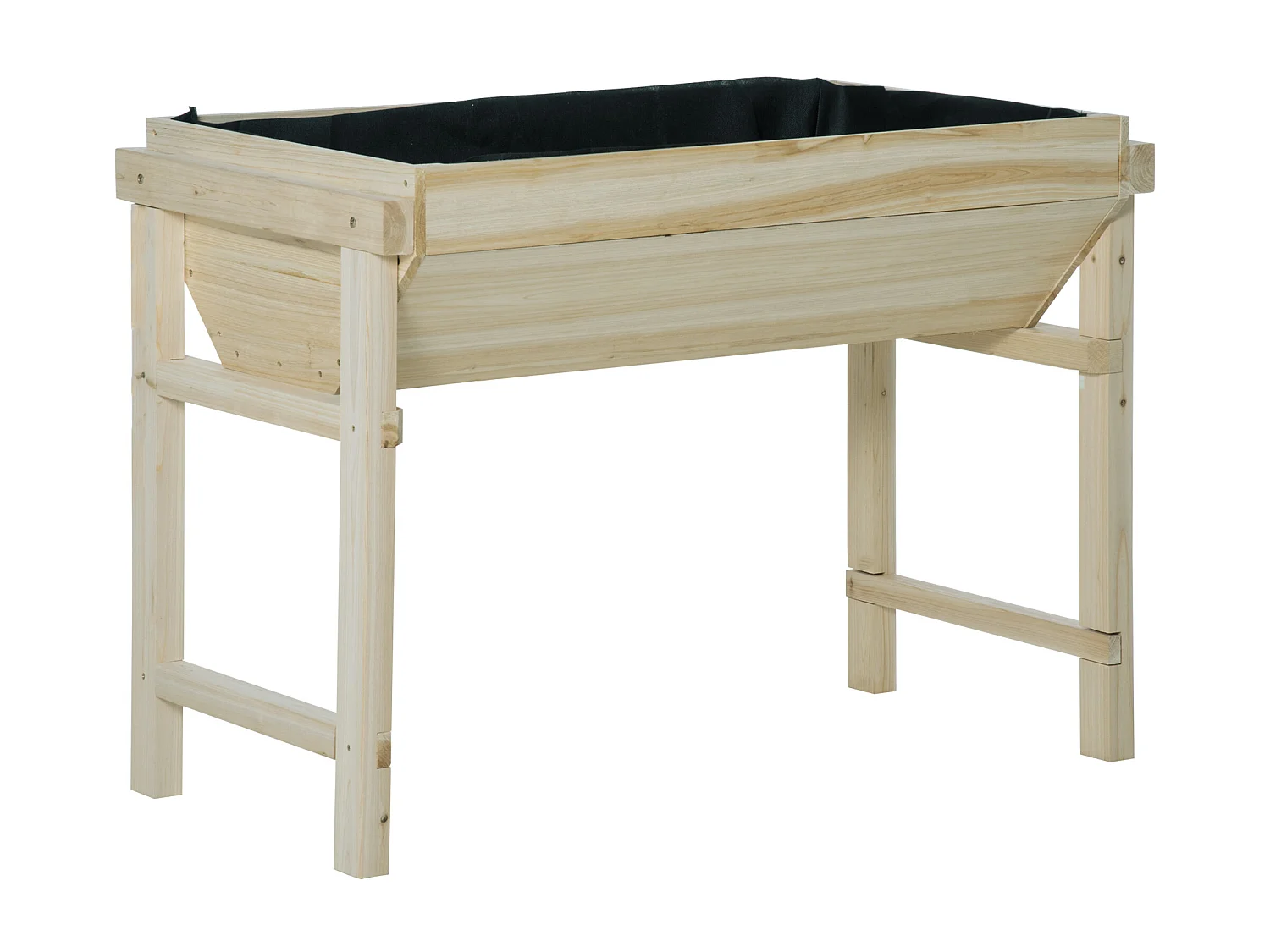 Jardinière sur pieds potager dim. 108,5L x 60l x 80H cm inserts d'irrigation + feutre de drainage inclus bois sapin