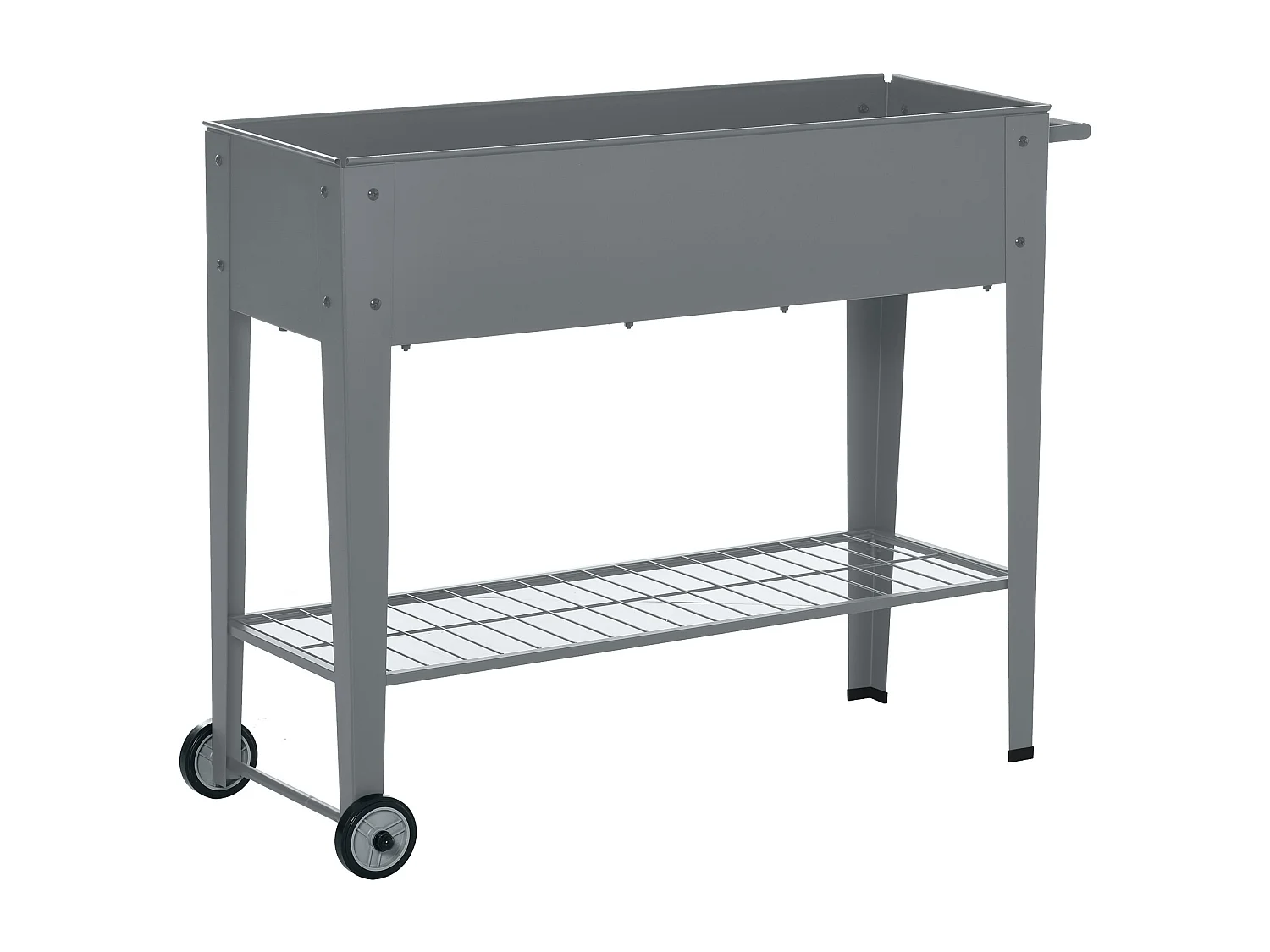 Jardinière sur pieds potager dim. 104L x 39l x 80H cm étagère 2 roues + insert d'irrigation métal gris