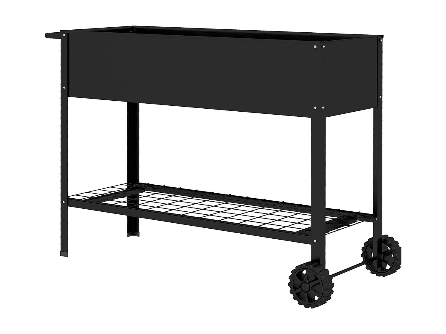 Jardinière sur pieds potager dim. 104L x 39l x 80H cm étagère 2 roues + insert d'irrigation métal noir