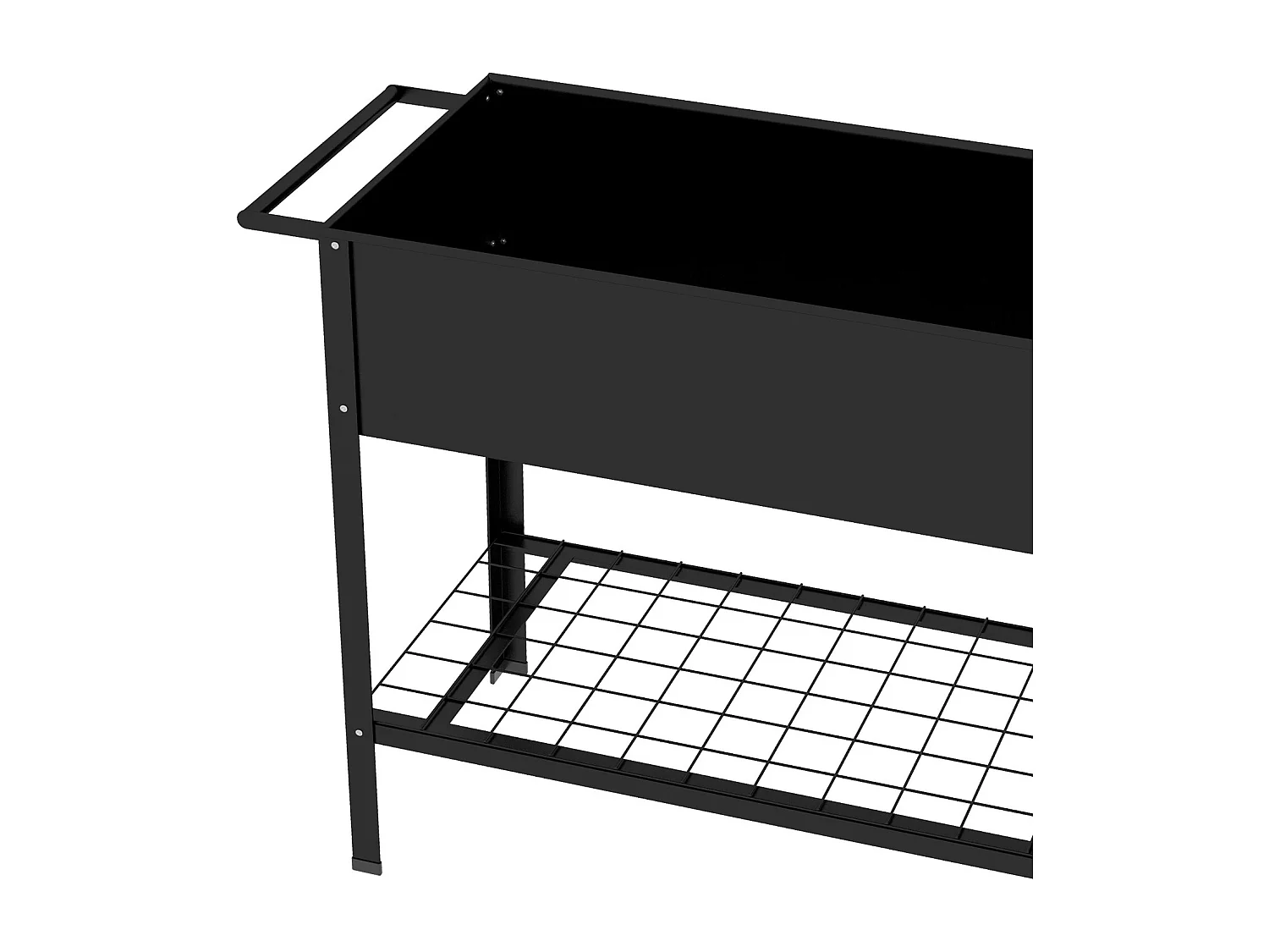 Jardinière sur pieds potager dim. 104L x 39l x 80H cm étagère 2 roues + insert d'irrigation métal noir