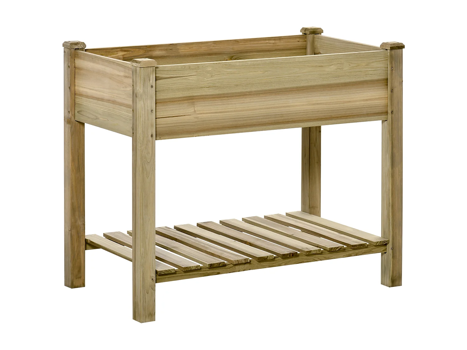 Jardinière sur pieds potager avec étagère à lattes dim. 91L x 51l x 76H cm bois sapin autoclave