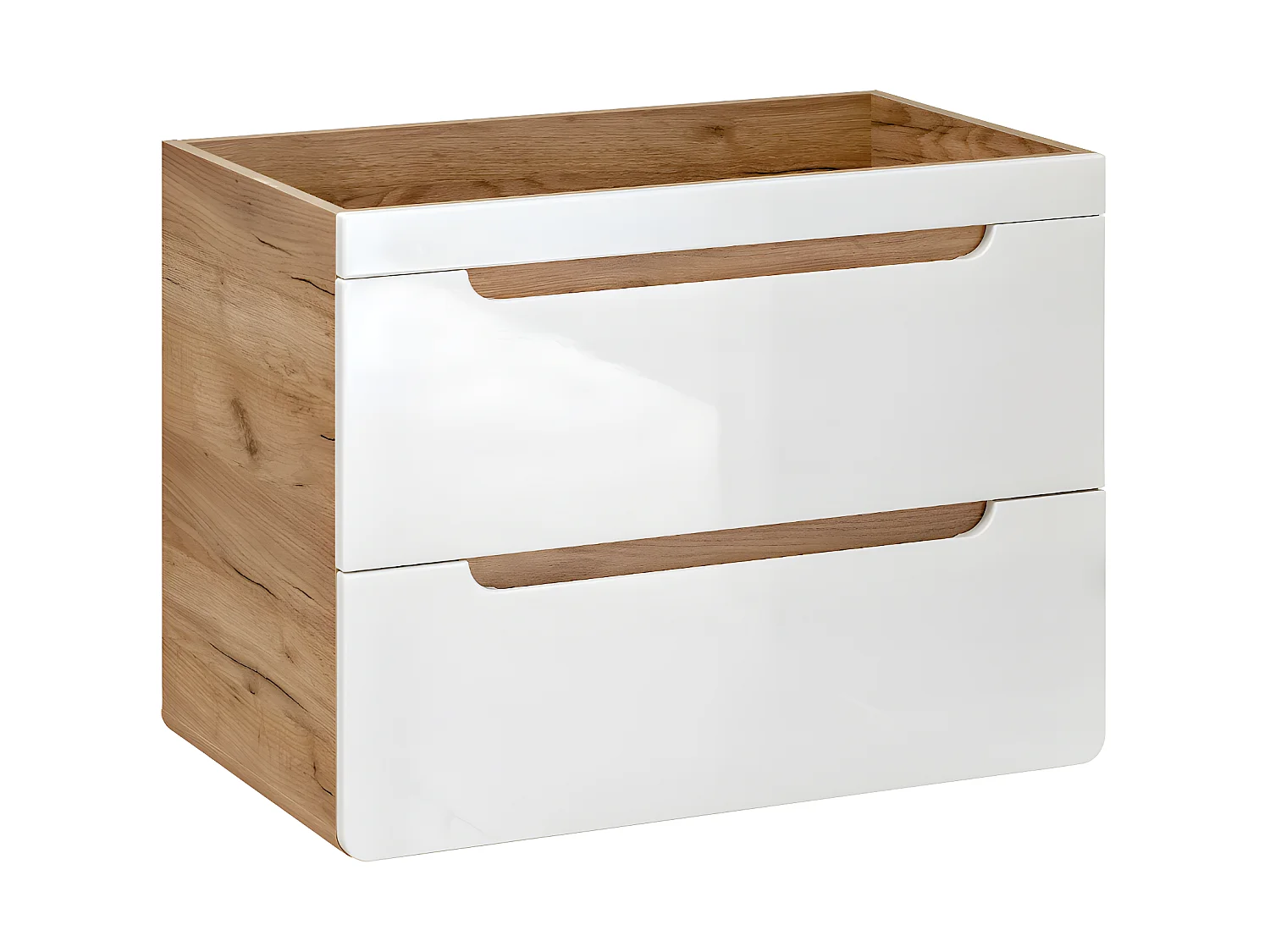 Meuble de salle de bain suspendu avec vasque à encastrer - Coloris naturel et blanc - 80 cm - ARUBA