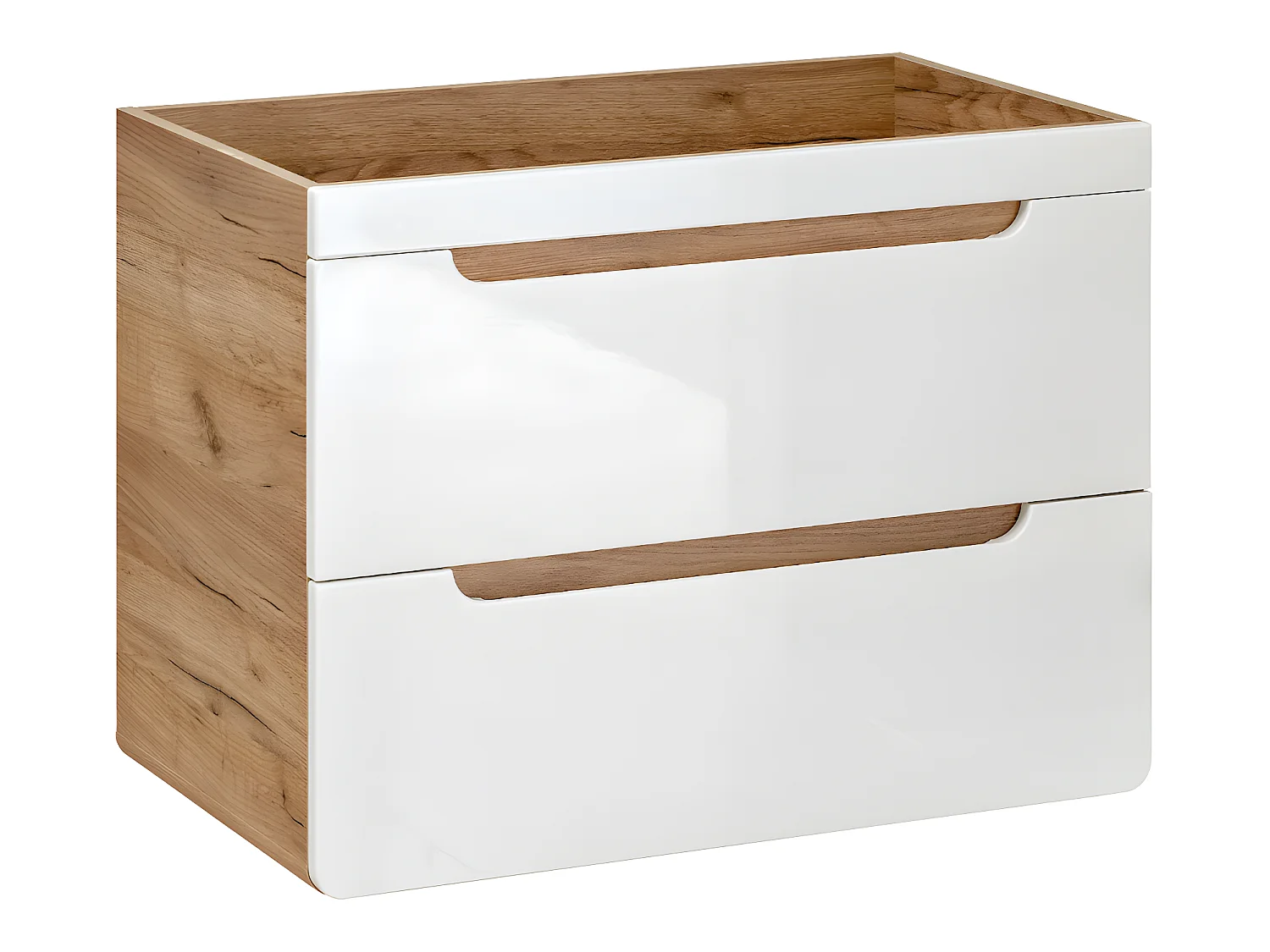 Badkamerwandmeubel met ingebouwde wastafel - Naturel en wit - 80 cm - ARUBA