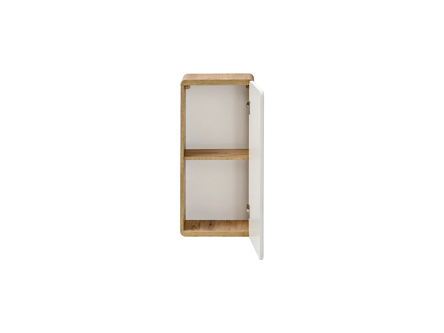 Meuble de salle de bain suspendu avec vasque à encastrer et deux colonnes - 80 cm - Coloris naturel et blanc - ARUBA