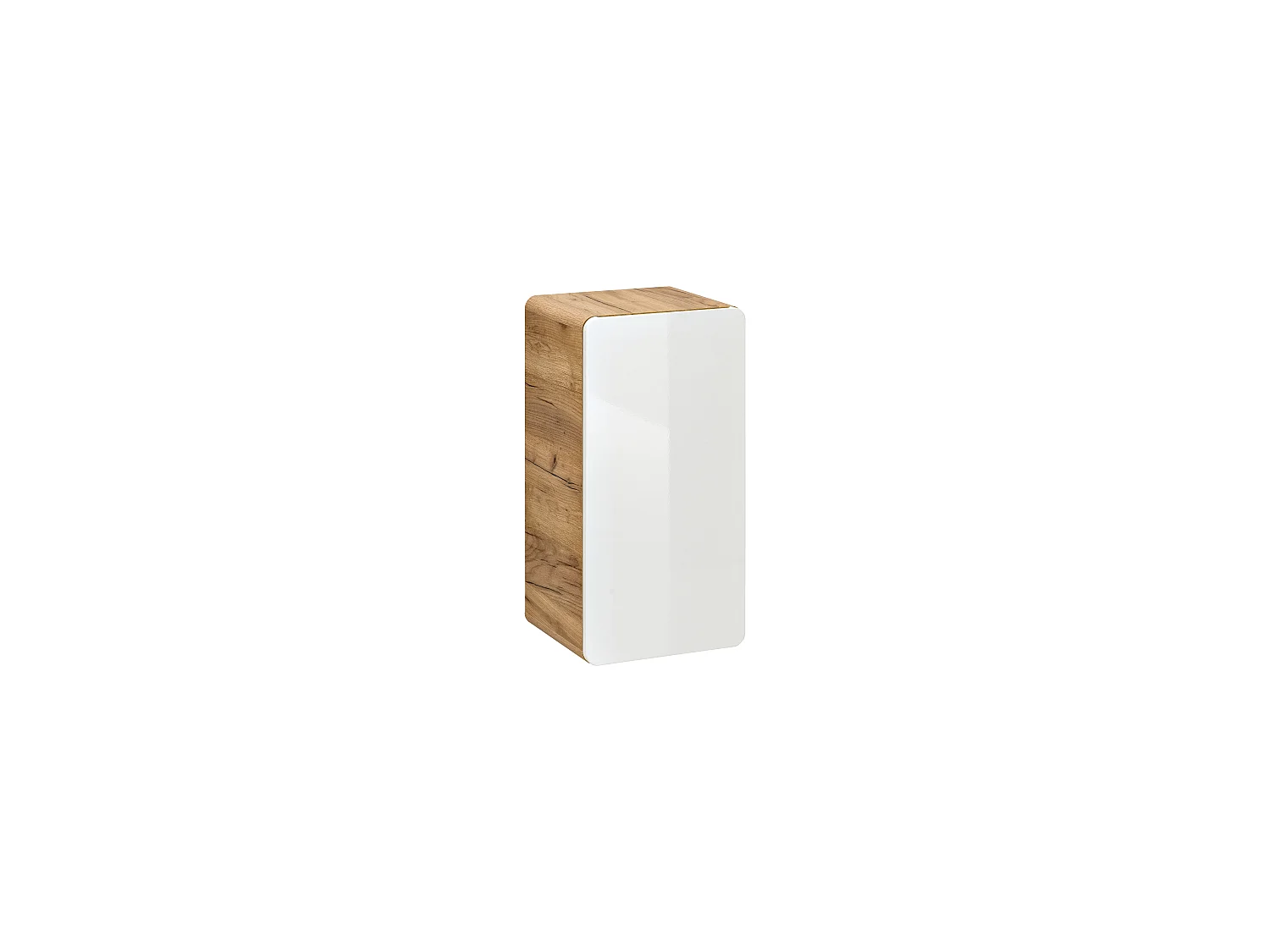 Meuble de salle de bain suspendu avec vasque à encastrer et deux colonnes - 80 cm - Coloris naturel et blanc - ARUBA
