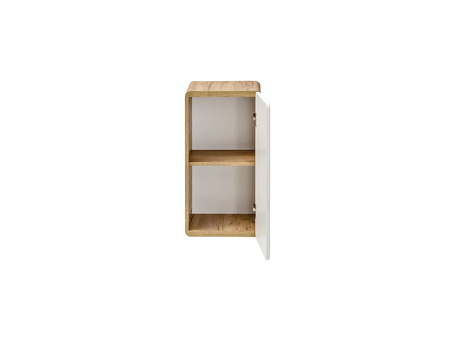 Meuble de salle de bain suspendu avec vasque à encastrer et deux colonnes - 80 cm - Coloris naturel et blanc - ARUBA