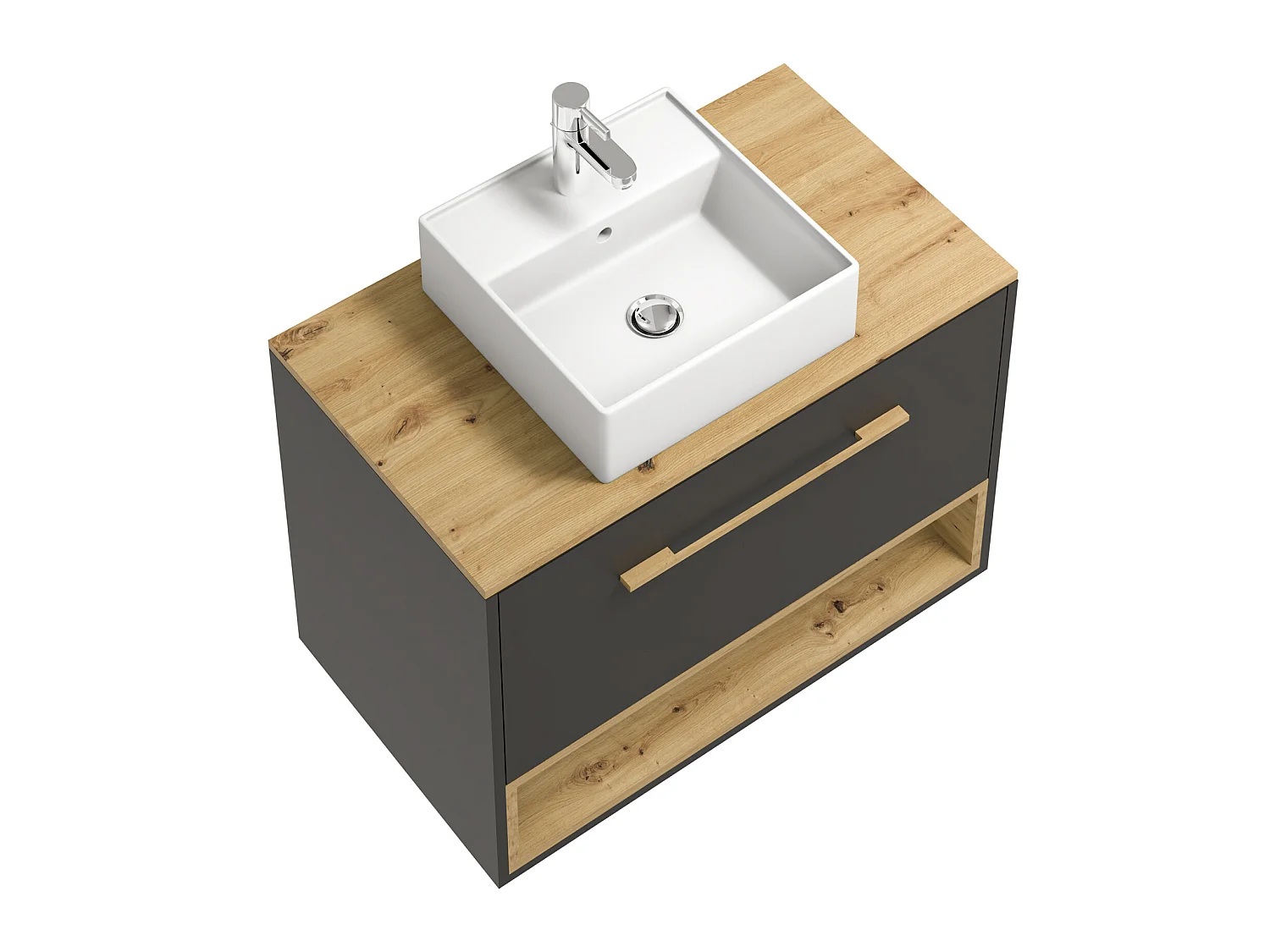 Mueble de baño suspendido antracita con lavabo a instalar - 80 cm - YANGRA