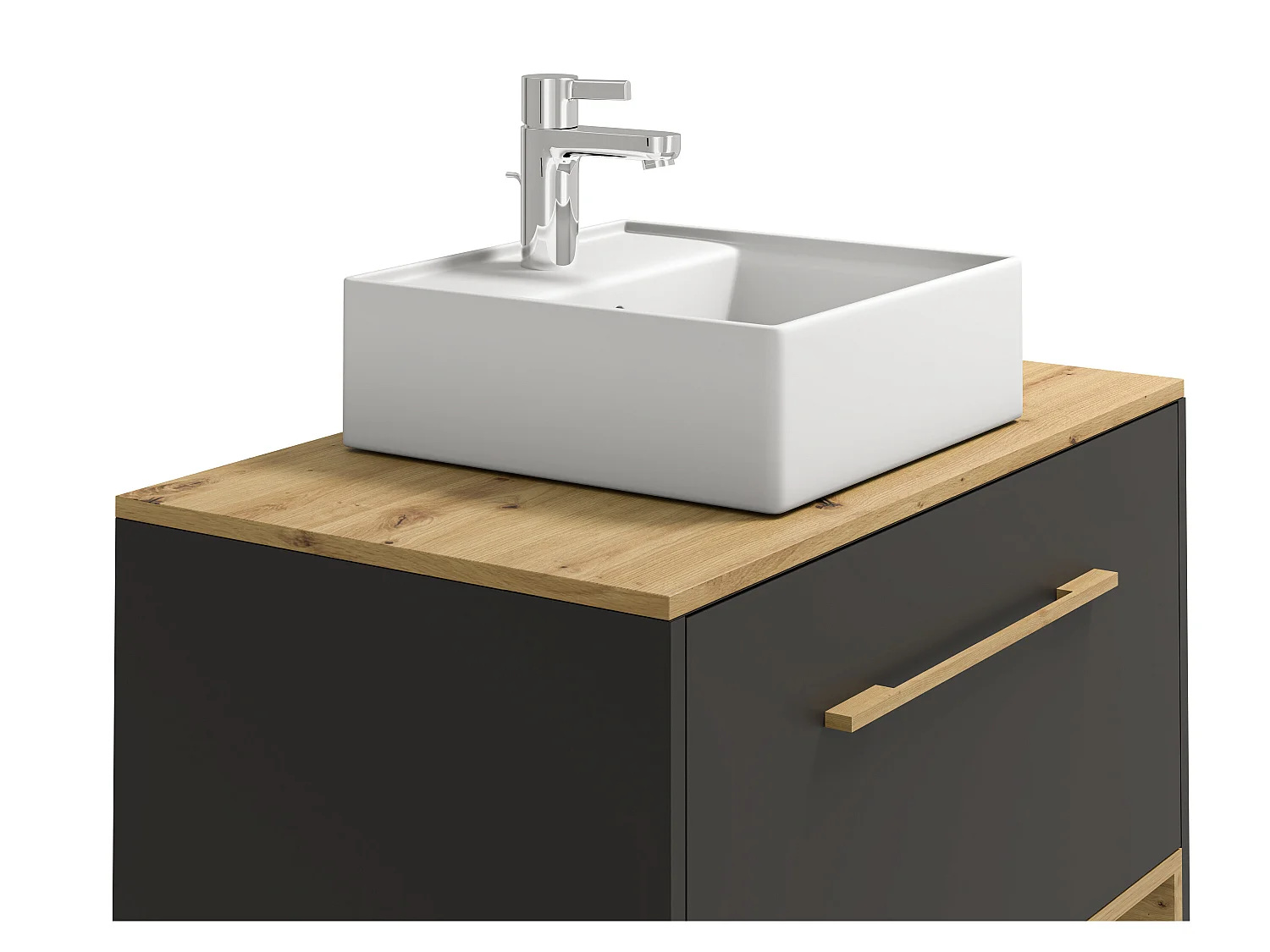 Meuble de salle de bain suspendu anthracite avec vasque à poser - 80 cm - YANGRA