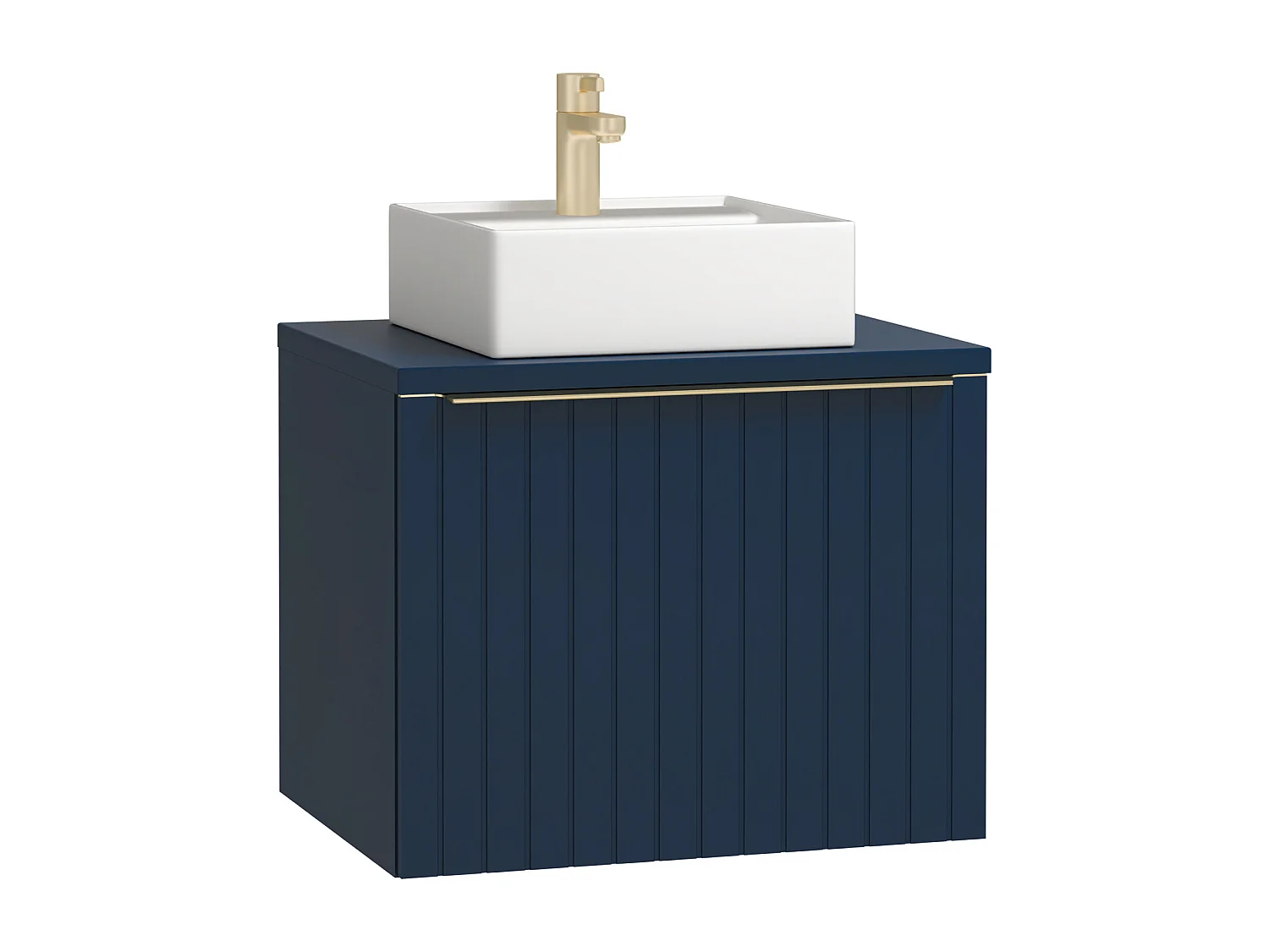 Mueble de baño suspendido con lavabo azul - 60 cm - JOSEPHA